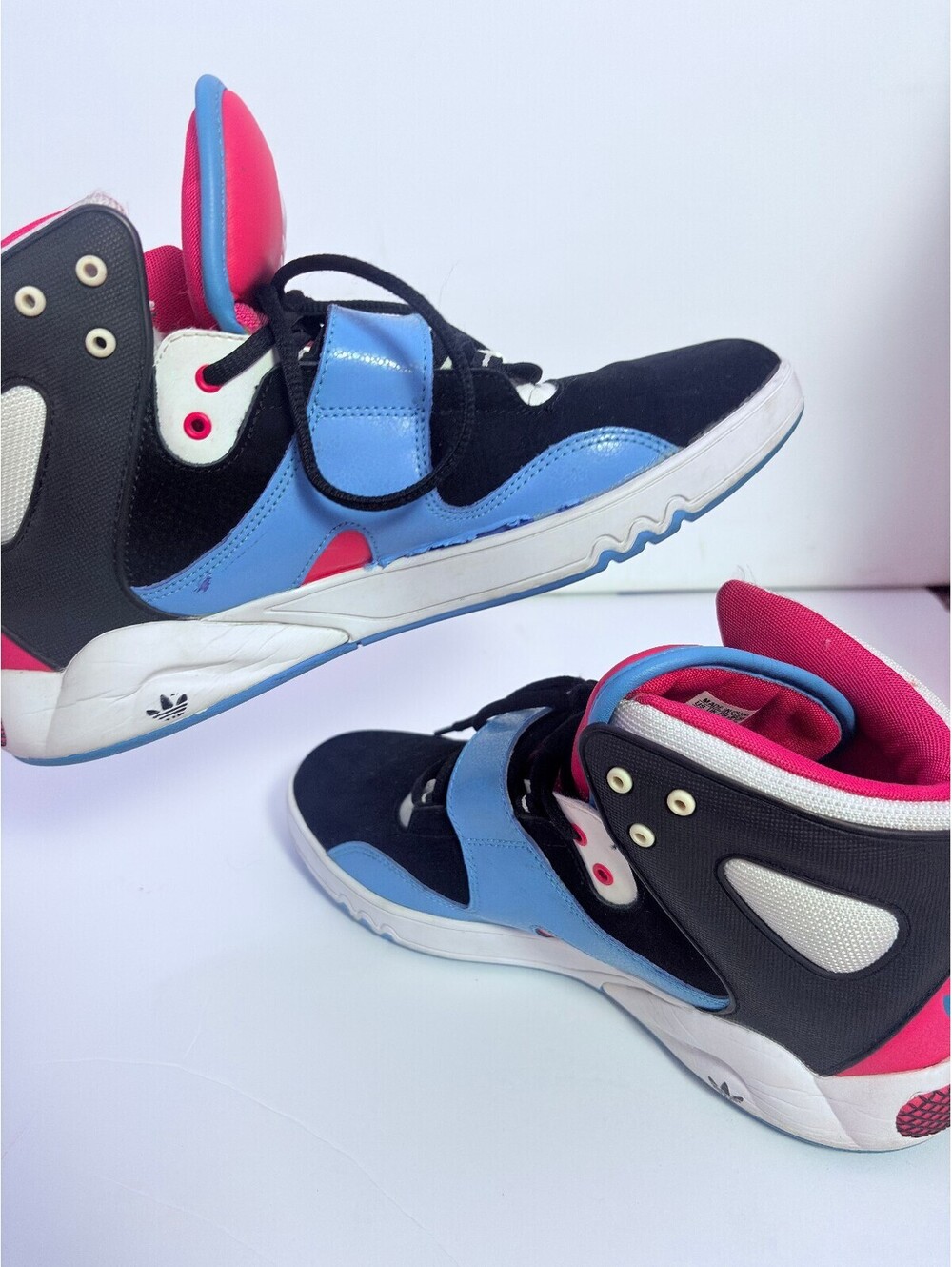 Adidas Originals black blue pink high top sneakers